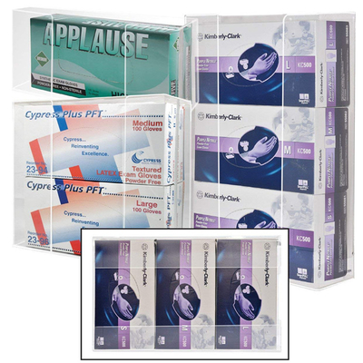 Côté acrylique clair - les supports triples de chargement de boîte de distributeur de gant ont adapté l'épaisseur aux besoins du client