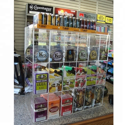 Compteur acrylique clair transparent élevé fait sur commande d'affichage pour le magasin de détail