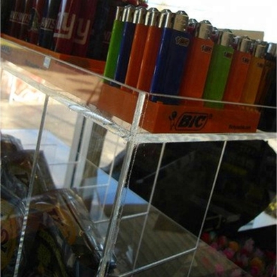 Compteur acrylique clair transparent élevé fait sur commande d'affichage pour le magasin de détail