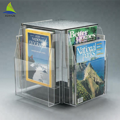 Support acrylique clair de brochure d'information de partie supérieure du comptoir des supports A4 A5 de brochure de mode