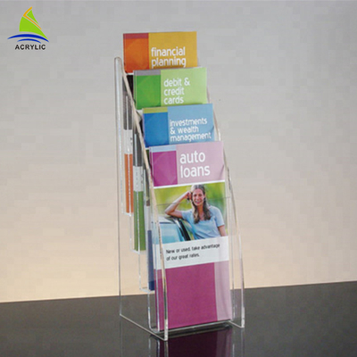 Support acrylique clair de brochure d'information de partie supérieure du comptoir des supports A4 A5 de brochure de mode