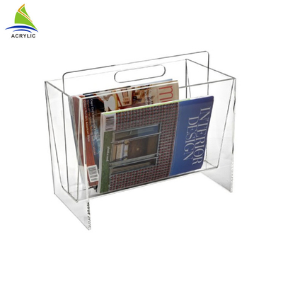 Porte-magazines de bureau de supports acryliques commerciaux de brochure pour le stockage