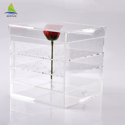 Le mariage 16 frais de luxe trouent la boîte acrylique pour la stratification brillante de 16 roses
