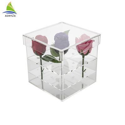 Concevez la boîte en fonction du client acrylique de fleur de boîte de rangement d'affichage de place acrylique d'espace libre