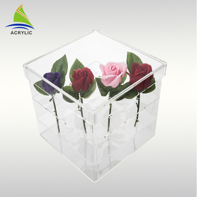 Concevez la boîte en fonction du client acrylique de fleur de boîte de rangement d'affichage de place acrylique d'espace libre