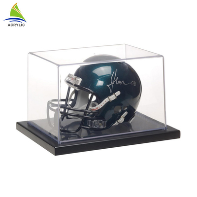 Boîte de présentation acrylique du football transparent d'OEM, vitrine de casque de boule