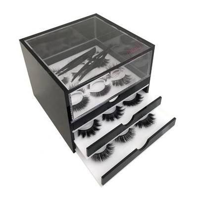 L'organisateur acrylique élégant de cil de 3 grilles, boîte de cil de plexiglass pour le maquillage usine le stockage