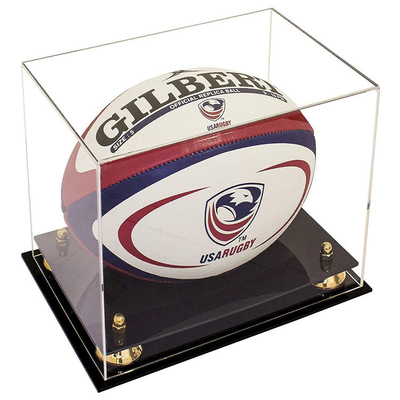 Boîte de présentation acrylique adaptée aux besoins du client de boule de rugby/vitrines acryliques claires de boîte