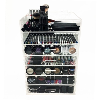 Boîte de présentation acrylique de maquillage de 7 rangées avec des tiroirs pour le centre commercial