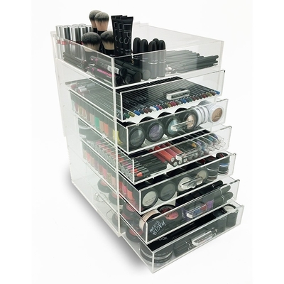 Boîte de présentation acrylique de maquillage de 7 rangées avec des tiroirs pour le centre commercial