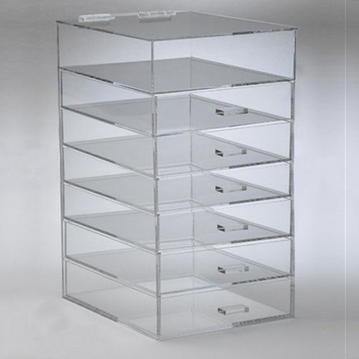 Boîte de présentation acrylique de maquillage de 7 rangées avec des tiroirs pour le centre commercial