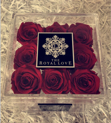 Boîte acrylique de luxe de fleur de cadeau carré imperméable d'emballage avec le logo de laser