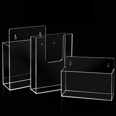 Supports acryliques de brochure d'OEM, support fixé au mur du tract A4 du plastique 1/3