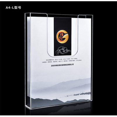 Supports acryliques de brochure d'OEM, support fixé au mur du tract A4 du plastique 1/3