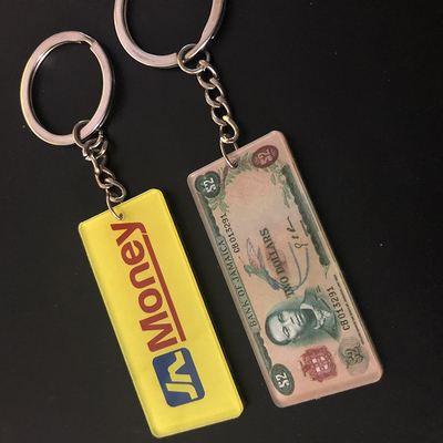 Keychains acrylique fait sur commande imprimé par mode pour annoncer des cadeaux faciles à nettoyer