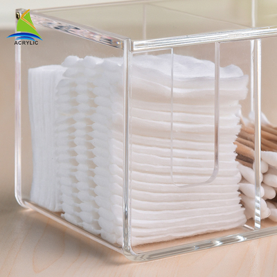 Support acrylique d'écouvillon de protection de coton de ménage/boîte de rangement en plastique de tampon de coton