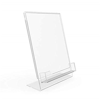 5&quot; X 7&quot; support de signe d'insertion incliné par acrylique de plexiglass de lucite avec la poche de carte de visite professionnelle de visite