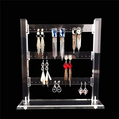 Présentoirs clairs de boucle d'oreille de support d'organisateur de bijoux de rangée de l'acrylique 3