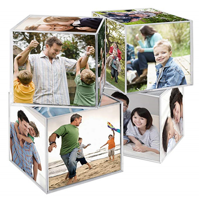 Les cadres acryliques en plastique de photo, le bureau 6 de lucite ont dégrossi les cubes acryliques en photo