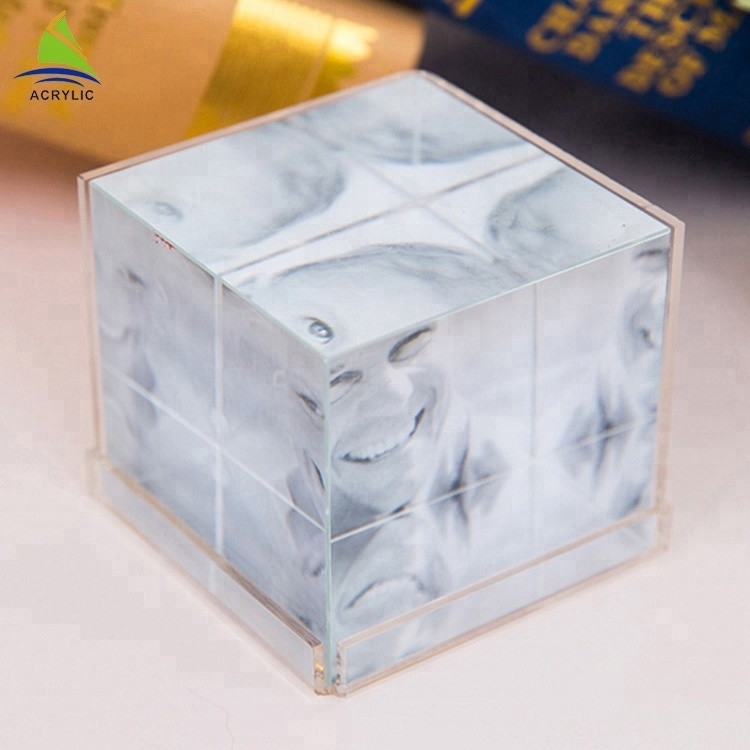 Dégagez l'impression d'écran en soie adaptée aux besoins du client par cube acrylique latéral de taille de 6 cadres de photo